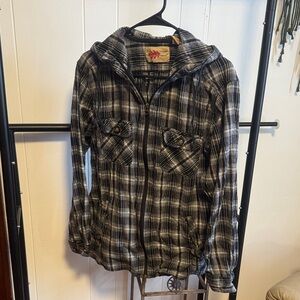 Hooded flannel shacket